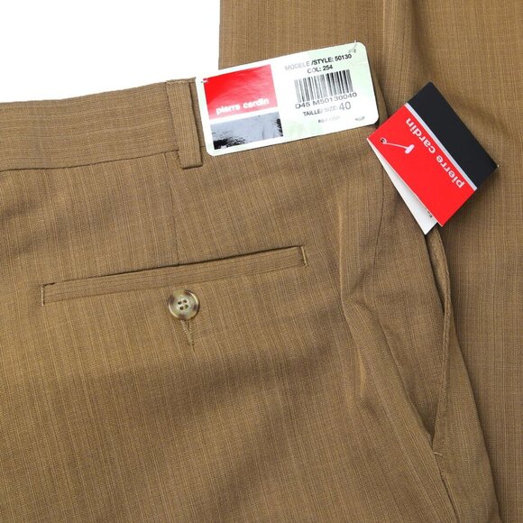 Vintage Pierre Cardin Dress Pants Trousers Flat Front Slacks Tan Sz 40 NEW - Picture 8 of 13